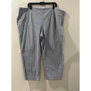 TALBOTS Pants WOMENS CATHAM ANKLE WHITE BLUE SIZE 24 W COTTON